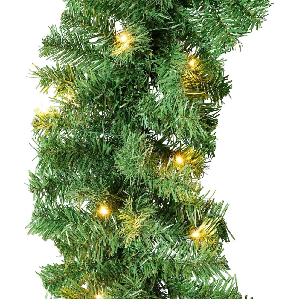 imageBest Choice Products 9ft PreLit Holiday PreDecorated Christmas Garland for Stairs Fireplace Decoration wPVC Tips 50 Lights Pine Cones Berries  SemiFlockedGreen  Battery