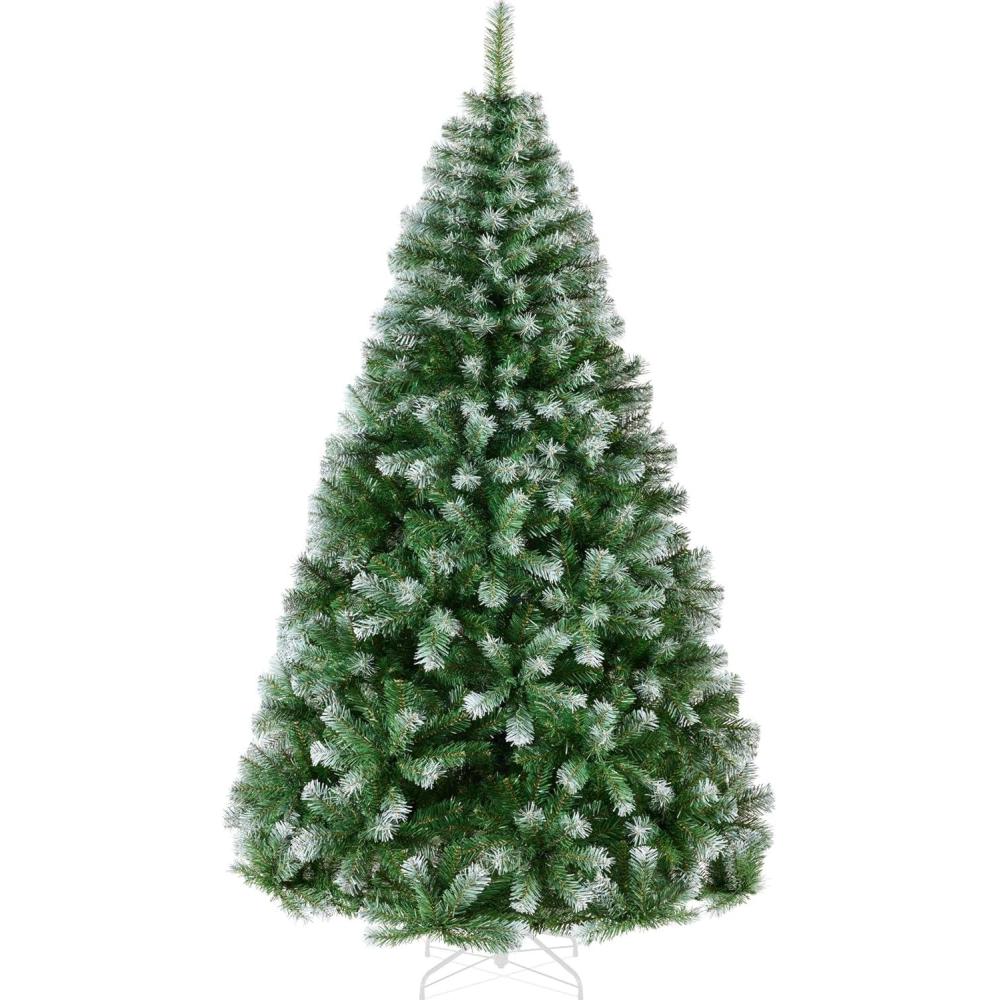 imageBest Choice Products Artificial Christmas Tree 6ft Premium Unlit Hinged Design Dense Branches Realistic Holiday Dcor wEasy Assembly BaseFrosted Pine