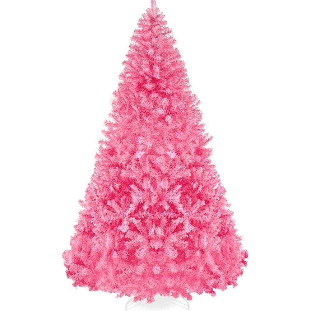 imageBest Choice Products Artificial Christmas Tree 6ft Premium Unlit Hinged Design Dense Branches Realistic Holiday Dcor wEasy Assembly BasePink