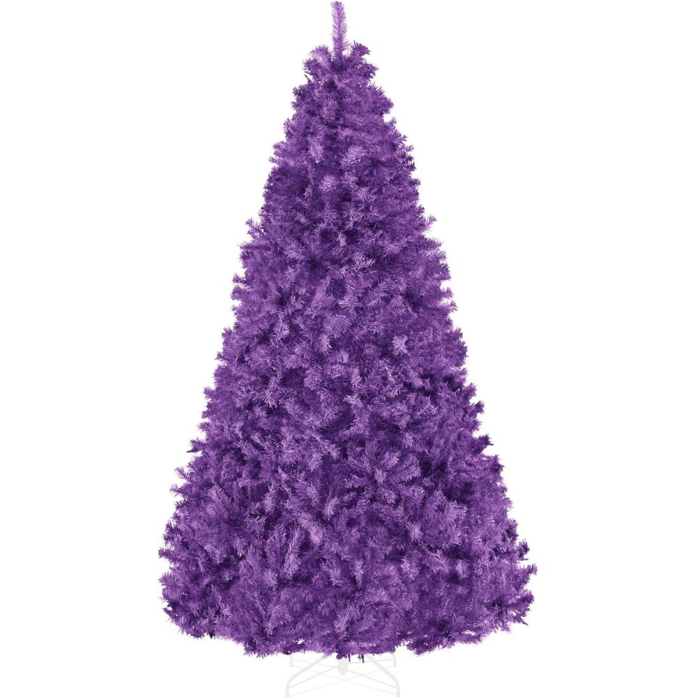 imageBest Choice Products Artificial Christmas Tree 6ft Premium Unlit Hinged Design Dense Branches Realistic Holiday Dcor wEasy Assembly BasePurple