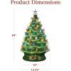 imageBest Choice Product 24in Extra Large Ceramic Christmas Tree PreLit HandPainted Tabletop XL Indoor Holiday Tree 74 Multicolor Bulbs LED Lights  GreenGreen
