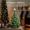 imageBest Choice Product 24in Extra Large Ceramic Christmas Tree PreLit HandPainted Tabletop XL Indoor Holiday Tree 74 Multicolor Bulbs LED Lights  GreenGreen