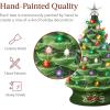 imageBest Choice Product 24in Extra Large Ceramic Christmas Tree PreLit HandPainted Tabletop XL Indoor Holiday Tree 74 Multicolor Bulbs LED Lights  GreenGreen