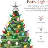 imageBest Choice Product 24in Extra Large Ceramic Christmas Tree PreLit HandPainted Tabletop XL Indoor Holiday Tree 74 Multicolor Bulbs LED Lights  GreenGreen