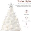 imageBest Choice Product 24in Extra Large Ceramic Christmas Tree PreLit HandPainted Tabletop XL Indoor Holiday Tree 74 Multicolor Bulbs LED Lights  GreenWhite W Warm White Lights