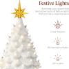 imageBest Choice Product 24in Extra Large Ceramic Christmas Tree PreLit HandPainted Tabletop XL Indoor Holiday Tree 74 Multicolor Bulbs LED Lights  GreenWhite W Warm White Lights