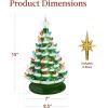 imageBest Choice Products 15in Ceramic Christmas Tree Prelit HandPainted Tabletop Holiday Tree 2 Star Toppers 64 Lights  Peppermint wRed and White BulbsFrosted W Multicolored Lights