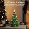 imageBest Choice Products 15in Ceramic Christmas Tree Prelit HandPainted Tabletop Holiday Tree 2 Star Toppers 64 Lights  Peppermint wRed and White BulbsGreen W Multicolored Lights