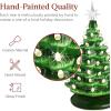 imageBest Choice Products 15in Ceramic Christmas Tree Prelit HandPainted Tabletop Holiday Tree 2 Star Toppers 64 Lights  Peppermint wRed and White BulbsGreen W Warm White Lights