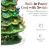 imageBest Choice Products 15in Ceramic Christmas Tree Prelit HandPainted Tabletop Holiday Tree 2 Star Toppers 64 Lights  Peppermint wRed and White BulbsGreen W Multicolored Lights