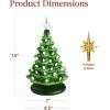 imageBest Choice Products 15in Ceramic Christmas Tree Prelit HandPainted Tabletop Holiday Tree 2 Star Toppers 64 Lights  Peppermint wRed and White BulbsGreen W Warm White Lights