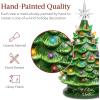 imageBest Choice Products 15in Ceramic Christmas Tree Prelit HandPainted Tabletop Holiday Tree 2 Star Toppers 64 Lights  Peppermint wRed and White BulbsGreen W Multicolored Lights