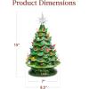 imageBest Choice Products 15in Ceramic Christmas Tree Prelit HandPainted Tabletop Holiday Tree 2 Star Toppers 64 Lights  Peppermint wRed and White BulbsGreen W Multicolored Lights