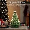 imageBest Choice Products 15in Ceramic Christmas Tree Prelit HandPainted Tabletop Holiday Tree 2 Star Toppers 64 Lights  Peppermint wRed and White BulbsGreen W Warm White Lights