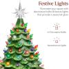imageBest Choice Products 15in Ceramic Christmas Tree Prelit HandPainted Tabletop Holiday Tree 2 Star Toppers 64 Lights  Peppermint wRed and White BulbsGreen W Multicolored Lights
