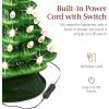 imageBest Choice Products 15in Ceramic Christmas Tree Prelit HandPainted Tabletop Holiday Tree 2 Star Toppers 64 Lights  Peppermint wRed and White BulbsGreen W Warm White Lights