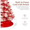 imageBest Choice Products 15in Ceramic Christmas Tree Prelit HandPainted Tabletop Holiday Tree 2 Star Toppers 64 Lights  Peppermint wRed and White BulbsPeppermint