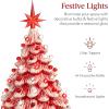 imageBest Choice Products 15in Ceramic Christmas Tree Prelit HandPainted Tabletop Holiday Tree 2 Star Toppers 64 Lights  Peppermint wRed and White BulbsPeppermint