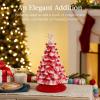 imageBest Choice Products 15in Ceramic Christmas Tree Prelit HandPainted Tabletop Holiday Tree 2 Star Toppers 64 Lights  Peppermint wRed and White BulbsPeppermint
