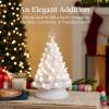 imageBest Choice Products 15in Ceramic Christmas Tree Prelit HandPainted Tabletop Holiday Tree 2 Star Toppers 64 Lights  Peppermint wRed and White BulbsWhite W Warm White Lights