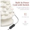 imageBest Choice Products 15in Ceramic Christmas Tree Prelit HandPainted Tabletop Holiday Tree 2 Star Toppers 64 Lights  Peppermint wRed and White BulbsWhite W Warm White Lights
