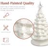 imageBest Choice Products 15in Ceramic Christmas Tree Prelit HandPainted Tabletop Holiday Tree 2 Star Toppers 64 Lights  Peppermint wRed and White BulbsWhite W Warm White Lights