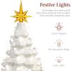 imageBest Choice Products 15in Ceramic Christmas Tree Prelit HandPainted Tabletop Holiday Tree 2 Star Toppers 64 Lights  Peppermint wRed and White BulbsWhite W Warm White Lights