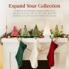 imageBest Choice Products 15in Ceramic Christmas Tree Prelit HandPainted Tabletop Holiday Tree 2 Star Toppers 64 Lights  Peppermint wRed and White BulbsWhite W Warm White Lights