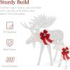 imageBest Choice Products 2Piece Moose Family Lighted Outdoor AllWeather Christmas Yard Decoration LightUp Dcor Set w 170 LED Lights Ground Stakes Zip Ties  GoldWhite  Large