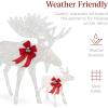 imageBest Choice Products 2Piece Moose Family Lighted Outdoor AllWeather Christmas Yard Decoration LightUp Dcor Set w 170 LED Lights Ground Stakes Zip Ties  GoldWhite  Large