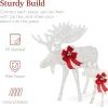 imageBest Choice Products 2Piece Moose Family Lighted Outdoor AllWeather Christmas Yard Decoration LightUp Dcor Set w 170 LED Lights Ground Stakes Zip Ties  GoldWhite  Extra Large