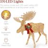 imageBest Choice Products 2Piece Moose Family Lighted Outdoor AllWeather Christmas Yard Decoration LightUp Dcor Set w 170 LED Lights Ground Stakes Zip Ties  GoldGold  Extra Large