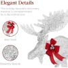 imageBest Choice Products 2Piece Moose Family Lighted Outdoor AllWeather Christmas Yard Decoration LightUp Dcor Set w 170 LED Lights Ground Stakes Zip Ties  GoldSilver  Large