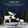 imageBest Choice Products 2Piece Moose Family Lighted Outdoor AllWeather Christmas Yard Decoration LightUp Dcor Set w 170 LED Lights Ground Stakes Zip Ties  GoldWhite  Extra Large