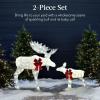 imageBest Choice Products 2Piece Moose Family Lighted Outdoor AllWeather Christmas Yard Decoration LightUp Dcor Set w 170 LED Lights Ground Stakes Zip Ties  GoldWhite  Large