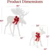imageBest Choice Products 2Piece Moose Family Lighted Outdoor AllWeather Christmas Yard Decoration LightUp Dcor Set w 170 LED Lights Ground Stakes Zip Ties  GoldWhite  Extra Large