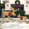 imageBest Choice Products 2Piece Moose Family Lighted Outdoor AllWeather Christmas Yard Decoration LightUp Dcor Set w 170 LED Lights Ground Stakes Zip Ties  GoldGold  Extra Large
