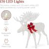 imageBest Choice Products 2Piece Moose Family Lighted Outdoor AllWeather Christmas Yard Decoration LightUp Dcor Set w 170 LED Lights Ground Stakes Zip Ties  GoldWhite  Large