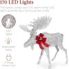 imageBest Choice Products 2Piece Moose Family Lighted Outdoor AllWeather Christmas Yard Decoration LightUp Dcor Set w 170 LED Lights Ground Stakes Zip Ties  GoldSilver  Large