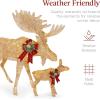 imageBest Choice Products 2Piece Moose Family Lighted Outdoor AllWeather Christmas Yard Decoration LightUp Dcor Set w 170 LED Lights Ground Stakes Zip Ties  GoldGold  Large