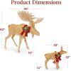imageBest Choice Products 2Piece Moose Family Lighted Outdoor AllWeather Christmas Yard Decoration LightUp Dcor Set w 170 LED Lights Ground Stakes Zip Ties  GoldGold  Extra Large