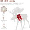 imageBest Choice Products 2Piece Moose Family Lighted Outdoor AllWeather Christmas Yard Decoration LightUp Dcor Set w 170 LED Lights Ground Stakes Zip Ties  GoldWhite  Extra Large