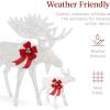 imageBest Choice Products 2Piece Moose Family Lighted Outdoor AllWeather Christmas Yard Decoration LightUp Dcor Set w 170 LED Lights Ground Stakes Zip Ties  GoldWhite  Extra Large