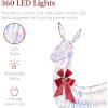imageBest Choice Products 3Piece Large Lighted Christmas Deer Family Set 5Ft Outdoor Yard Decoration with 360 LED Lights Stakes Zip Ties  RattanIridescent  Large