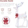 imageBest Choice Products 3Piece Large Lighted Christmas Deer Family Set 5Ft Outdoor Yard Decoration with 360 LED Lights Stakes Zip Ties  RattanIridescent  Large