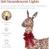 imageBest Choice Products 3Piece Large Lighted Christmas Deer Family Set 5Ft Outdoor Yard Decoration with 360 LED Lights Stakes Zip Ties  RattanRattan  Large