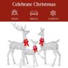 imageBest Choice Products 3Piece Large Lighted Christmas Deer Family Set 5Ft Outdoor Yard Decoration with 360 LED Lights Stakes Zip Ties  RattanSilver  Large