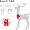 imageBest Choice Products 3Piece Large Lighted Christmas Deer Family Set 5Ft Outdoor Yard Decoration with 360 LED Lights Stakes Zip Ties  RattanSilver  Large