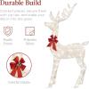 imageBest Choice Products 3Piece Large Lighted Christmas Deer Family Set 5Ft Outdoor Yard Decoration with 360 LED Lights Stakes Zip Ties  RattanWhite  Extra Large