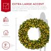 imageBest Choice Products 48in Large Artificial PreLit Fir Christmas Wreath Holiday Accent Decoration w 200 LED Lights 714 PVC TipsWhite Lights